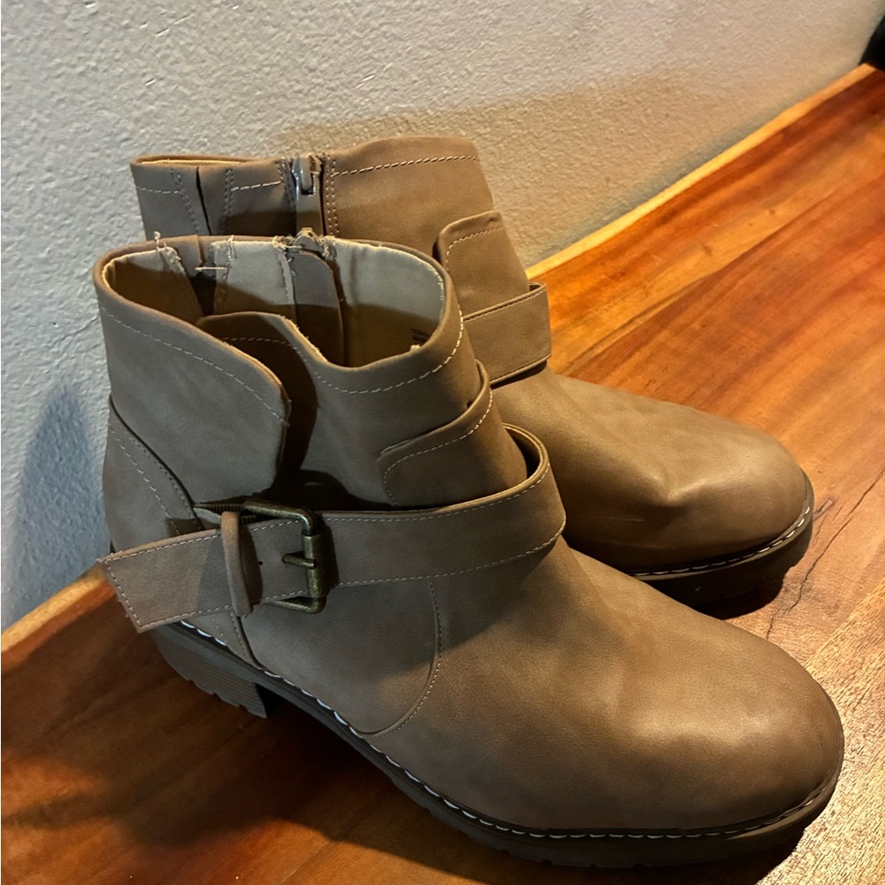 Torrid Tan Ankle Boots with Strap Accent